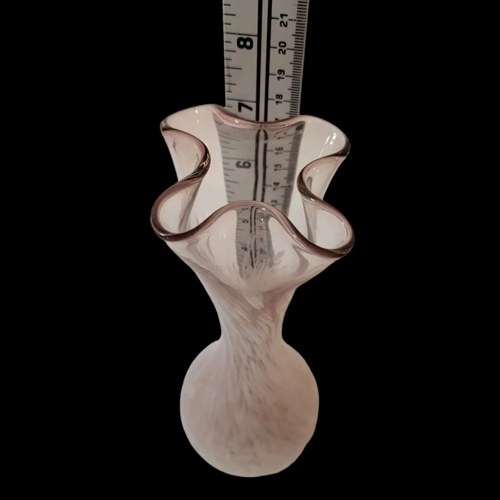 Hand Blown Glass Ruffled Vase